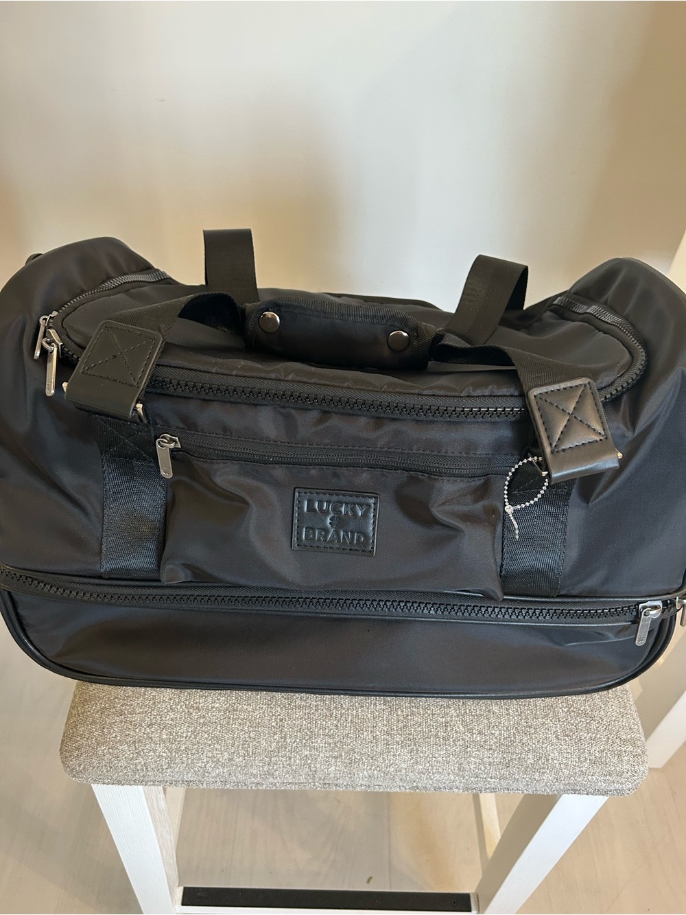 Lucky Brand Black Men's Duffel Bag with Multiple Zippers